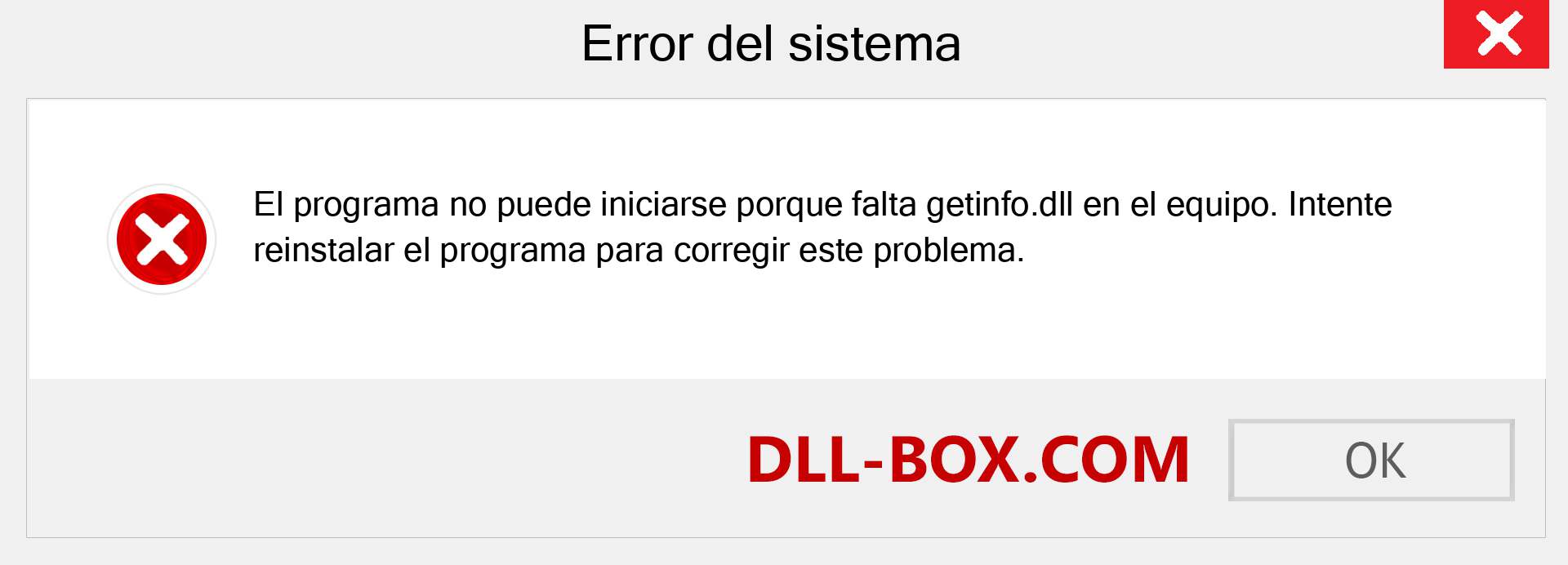 ¿Falta el archivo getinfo.dll ?. Descargar para Windows 7, 8, 10 - Corregir getinfo dll Missing Error en Windows, fotos, imágenes